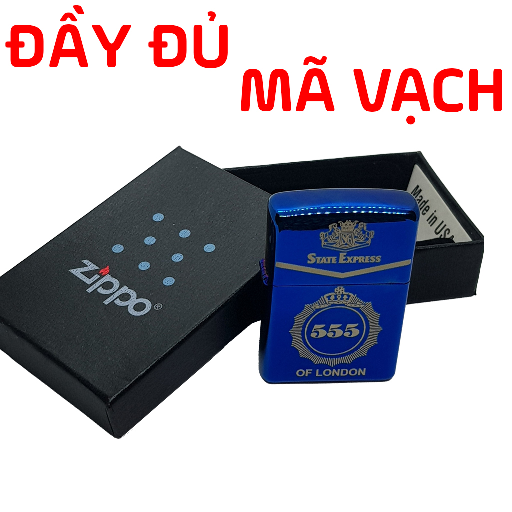 Bật Lửa Zippo Xanh Sapphire Solid Brass 555 B-17 chính hãng có tem đỏ