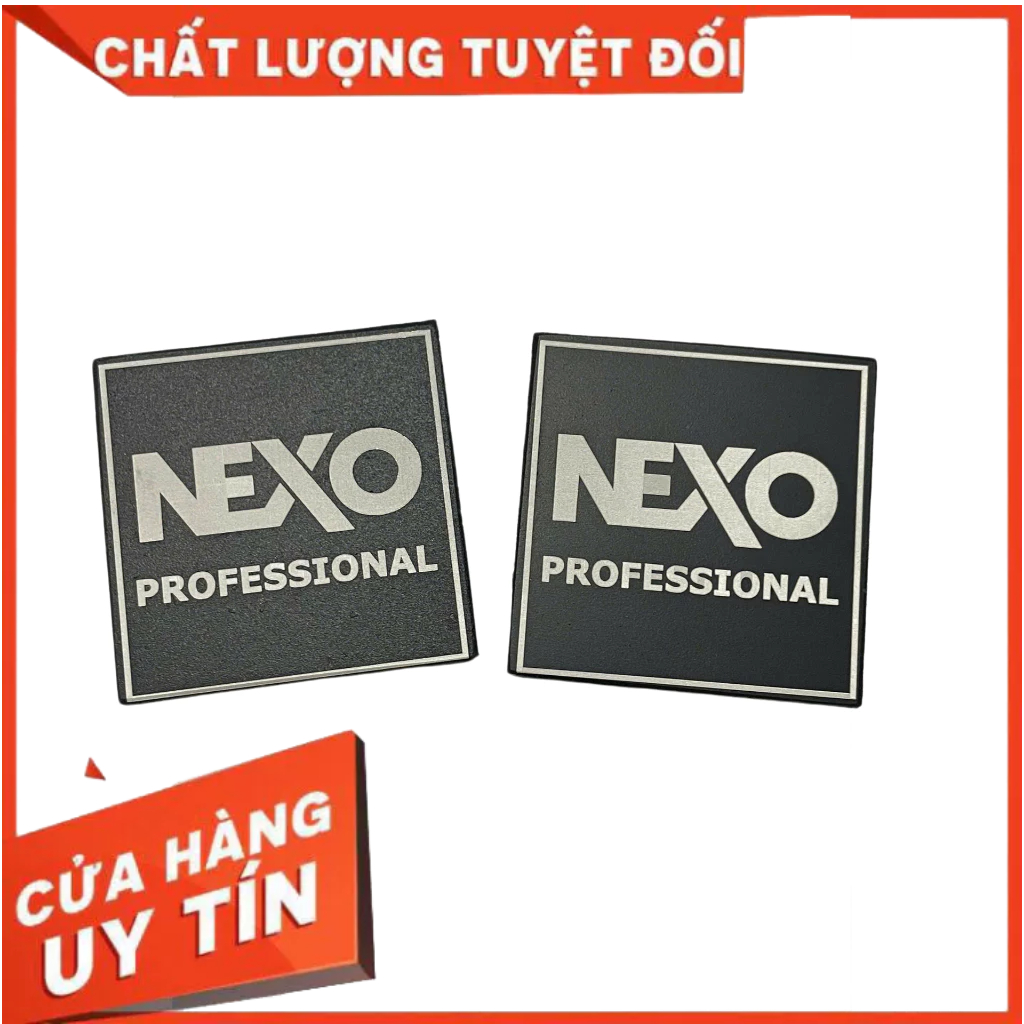 Logo thùng loa - Tem thùng loa NEXO NHÔM cỡ 5x5cm: Giá 2 chiếc
