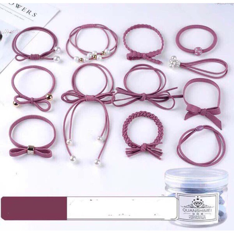 hỘP 12 CHIẾC CHUN BUỘC TÓC SIÊU ĐẸP