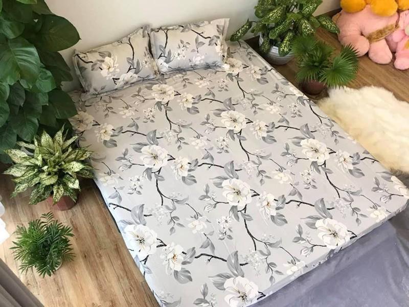 Set 3 Món Ga Gối Poly Hoa Lá Bạc