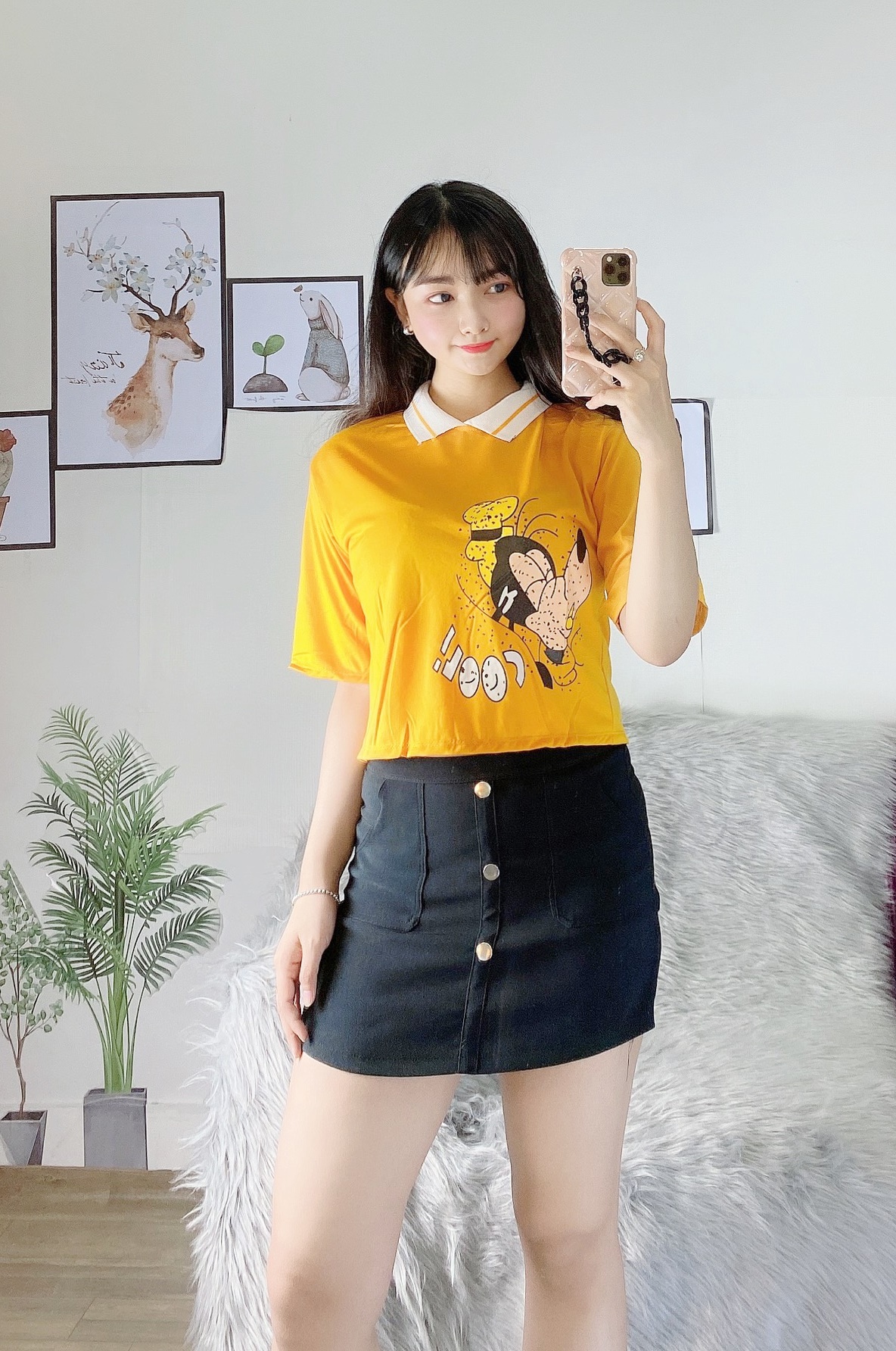 Áo Thun Nữ Croptop Cổ Bẻ Trẻ Trung, Freesize Dưới 58Kg