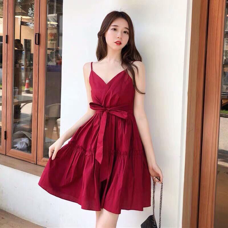 [HCM]Set váy nơ eo  - QH