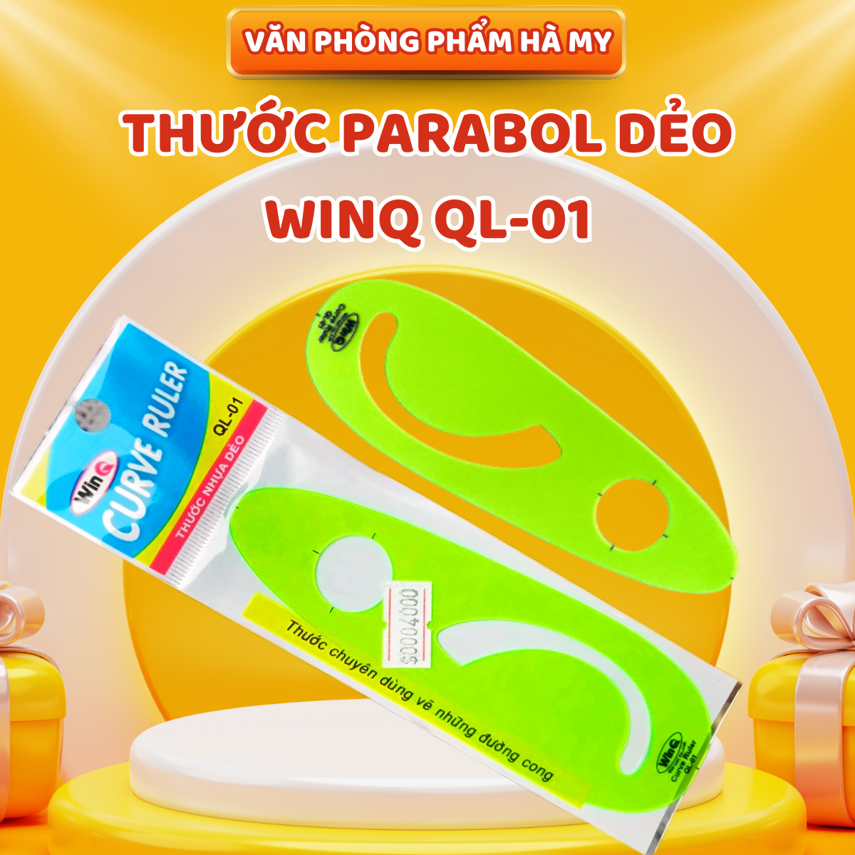 Combo 5 Cây Thước kẻ nhựa dẻo parabol WinQ QL-01