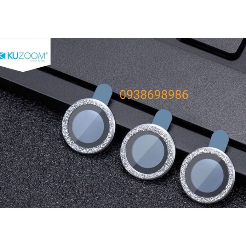 Dán kính bảo vệ Camera Kuzoom Lens Ring màu bạc ánh nhũ Siliver Diamond IPhone 12 Pro Max