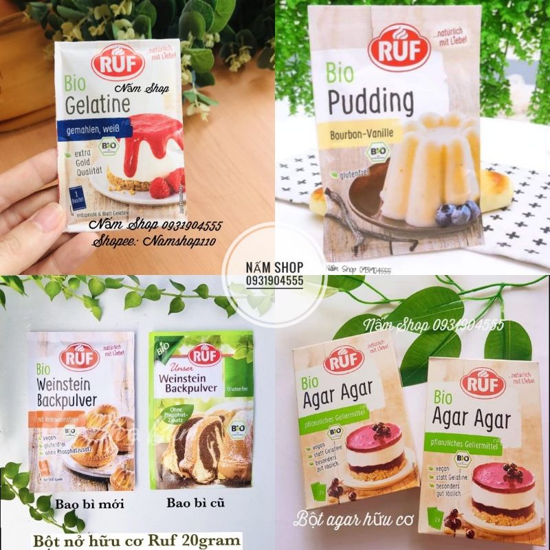 Bột Gelatine hữu cơ Ruf 9g Các Loại Bột, Nguyên Liệu Làm Bánh, Bột nở