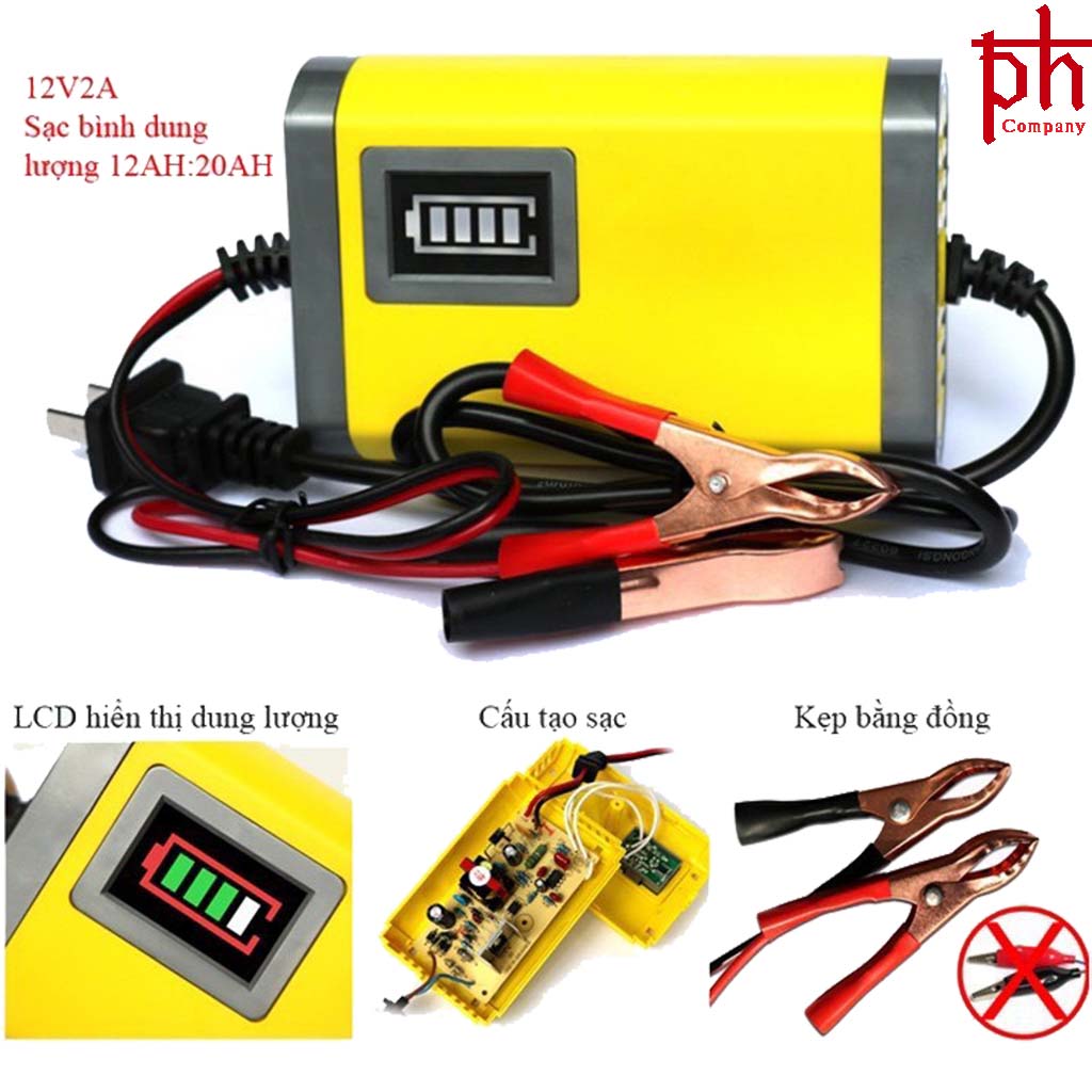 Bộ Sạc Bình Acquy 12V-2A Tự Ngắt-PHS