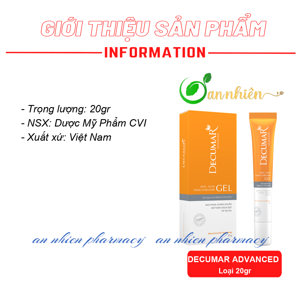 Gel Decumar - Gel ngừa mụn Nano Curcumin