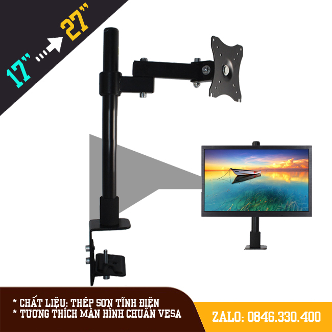 Giá treo màn hình máy tính - Arm Monitor 17- 27 inch tay dài 23 cm