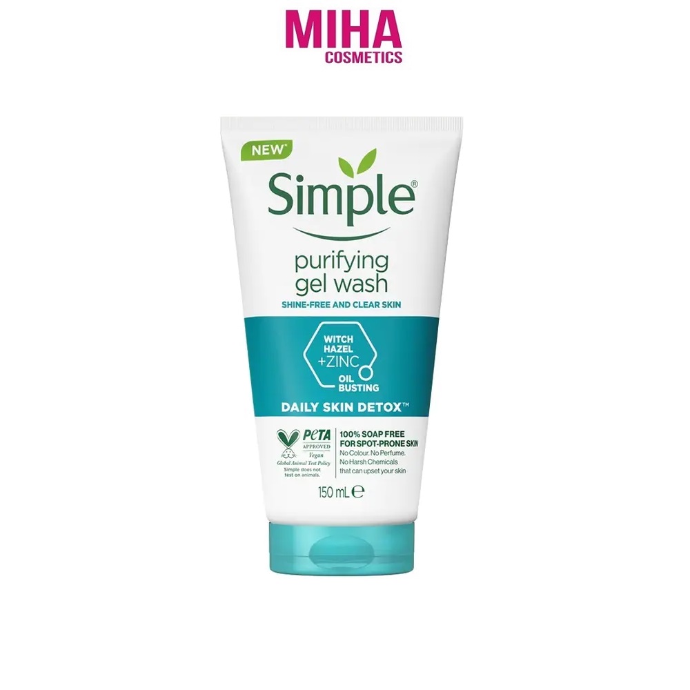 Sữa rửa mặt kiềm dầu ngừa mụn simple purifying gel wash 150ml