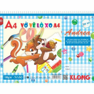 Vở vẽ lò xo xé A4 - 30 tờ; MS: 708