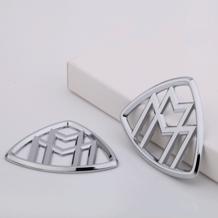 Bộ 2 Logo biểu tượng gắn hông xe ô tô, xe hơi May.bach chất liệu hợp kim Inox cao cấp G80707