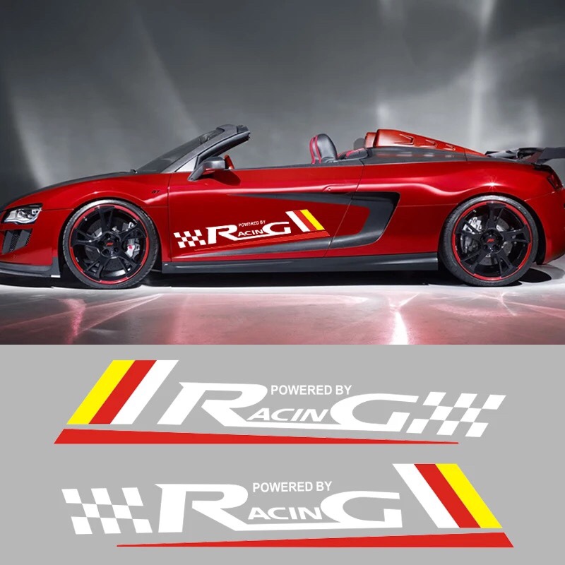 Bộ 2 tem dán cửa xe ô tô Racing