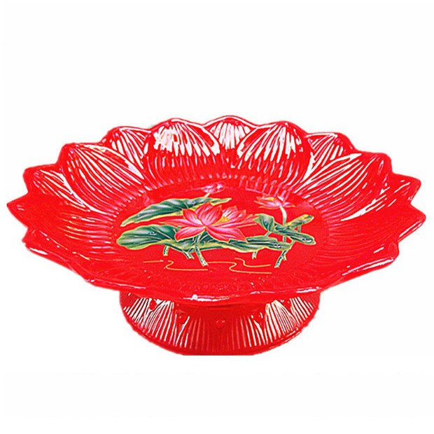 Dĩa Trái Cây Màu Đỏ Hoa Sen Trang Trí Bàn Thờ