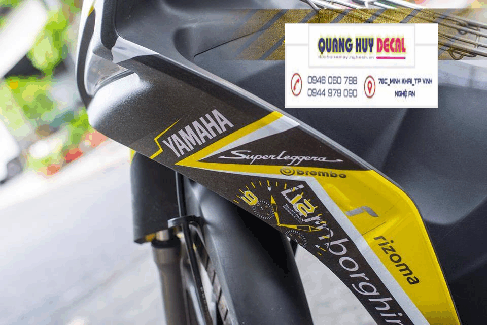 Tem trùm xe sirius xám vàng chế đẹp - Tem xe máy sirius xám vàng thiết kế theo yêu cầu - tem trùm xe sirius chế đẹp và rẻ chất