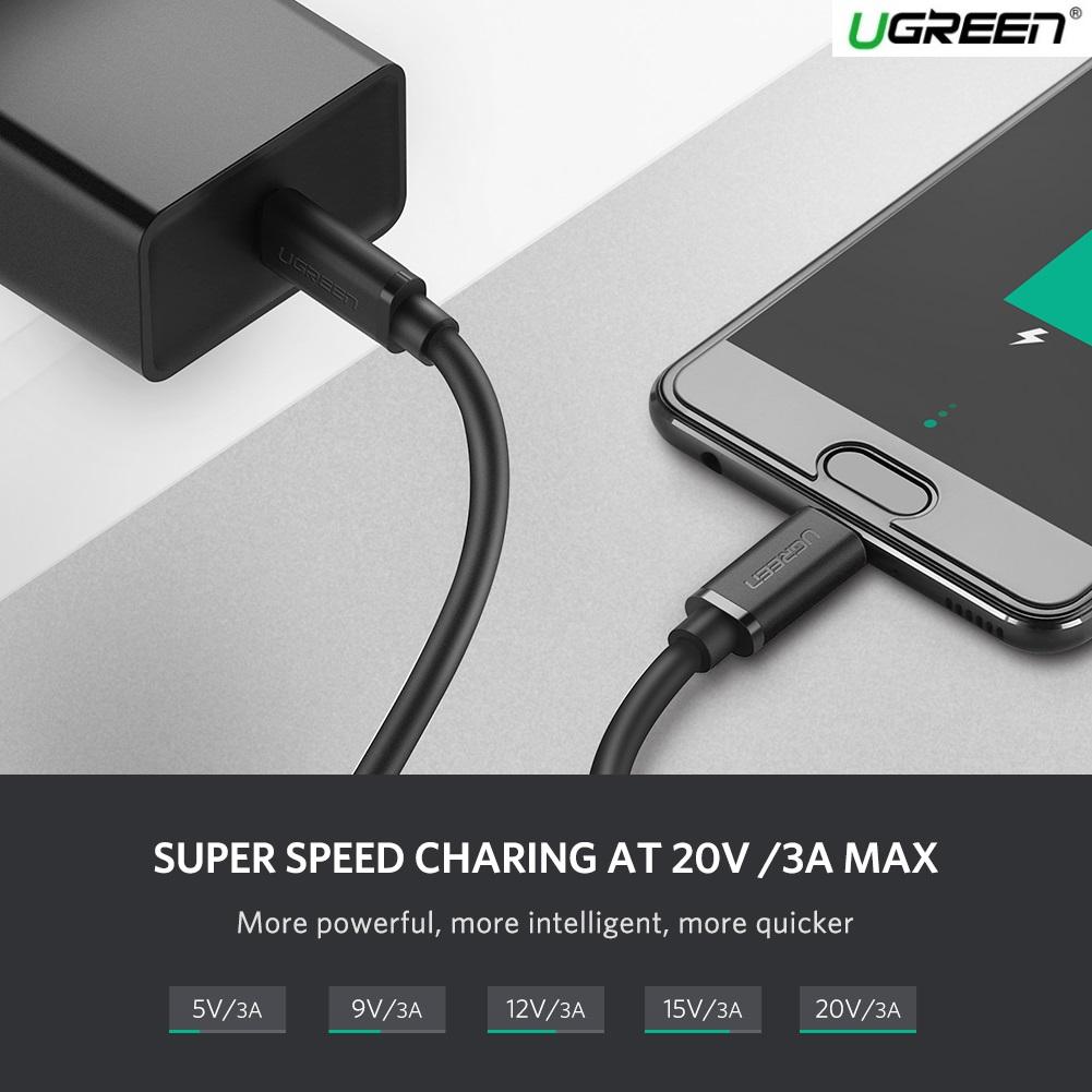 Cáp USB Type-C Ugreen 50996 Cao Cấp | Black, 0.5M