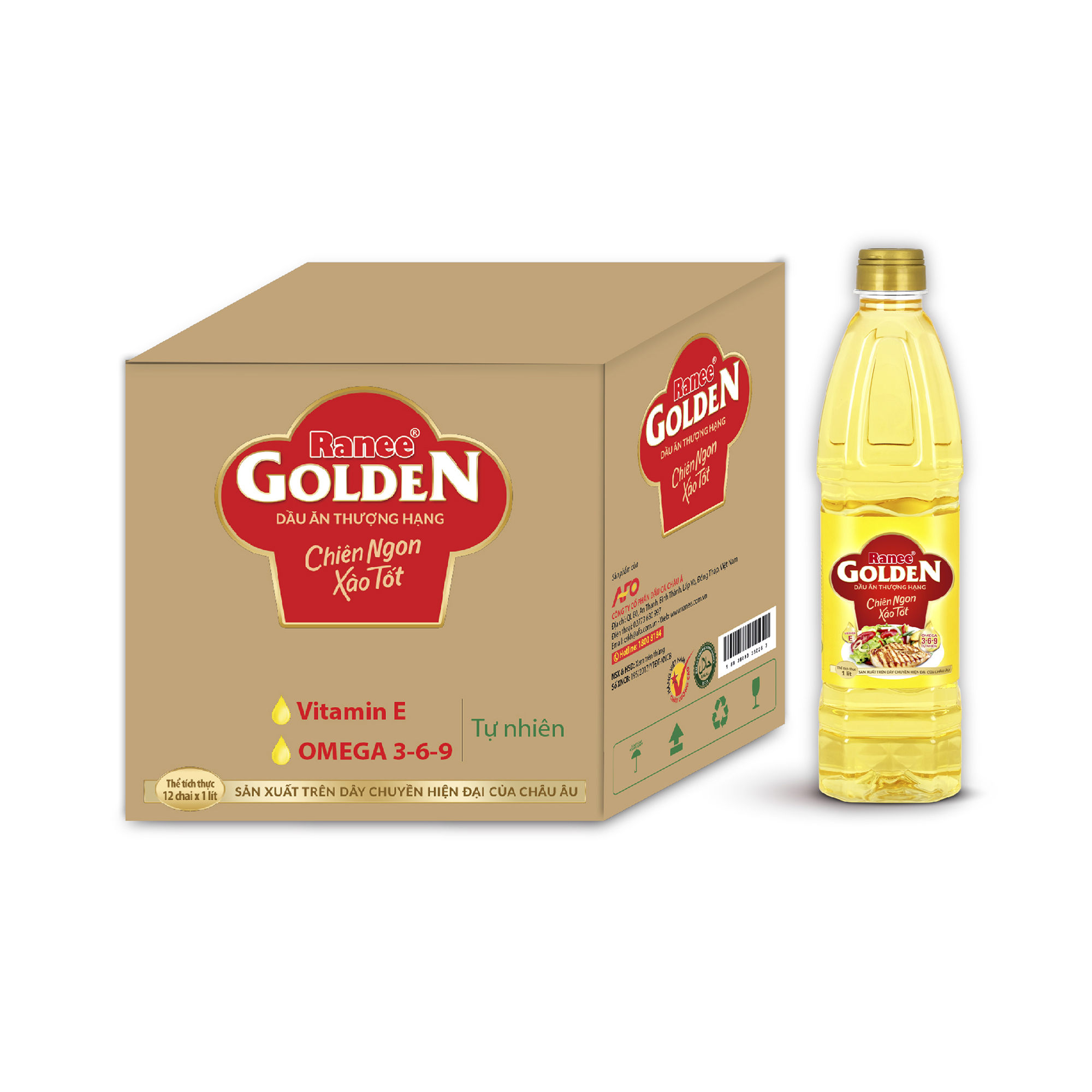 {Đơn 199k tặng hộp bơ -399k tặng vá gỗ} Thùng dầu ăn Ranee Golden 1 lít (1 lít x 12 chai)
