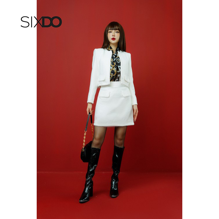 Áo Vest nữ trắng dáng lửng SIXDO (White Cropped Woven Vest)