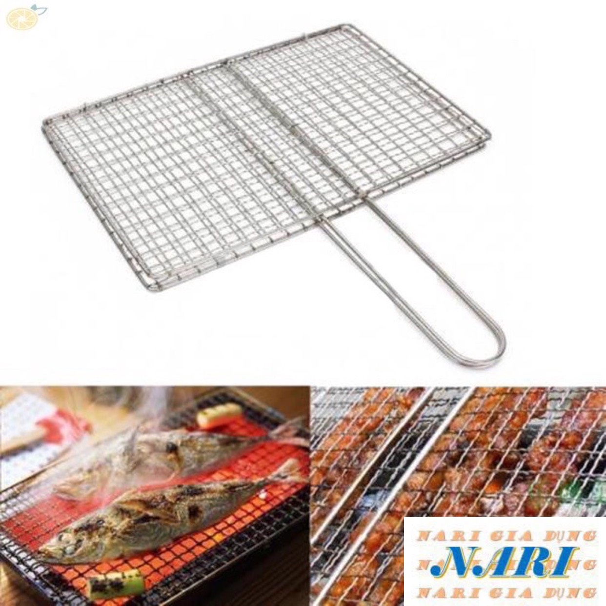 Vỉ nướng inox Tiến Độ cao Cấp Inox 304 , kẹp nướng thịt cá inox, phên nướng inox 304 - gia dụng Nari