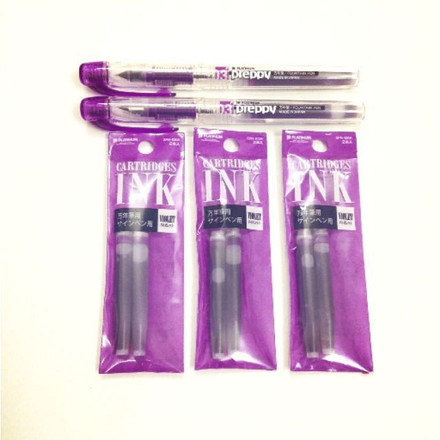 Set 2 Ống Mực Tím Bút Máy Nhật Preppy