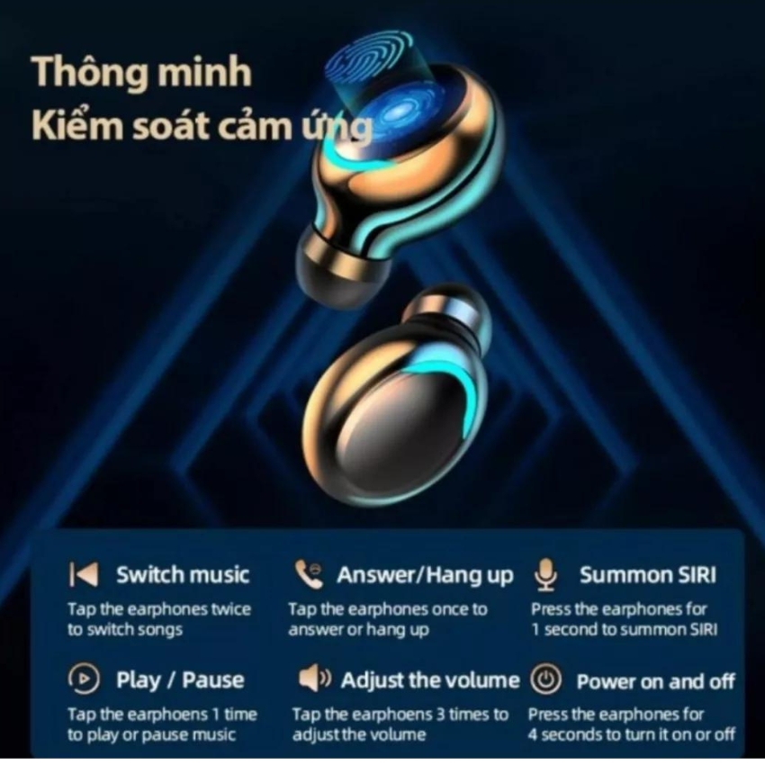 Tai nghe bluetooth F9 pro micro gắn trong, tai nghe không dây trả lời cuộc gọi, tai nghe bluetooth không dây điều khiển âm lượng, tai nghe nhét tai không dây kiêm sạc dự phòng – Elamo Store