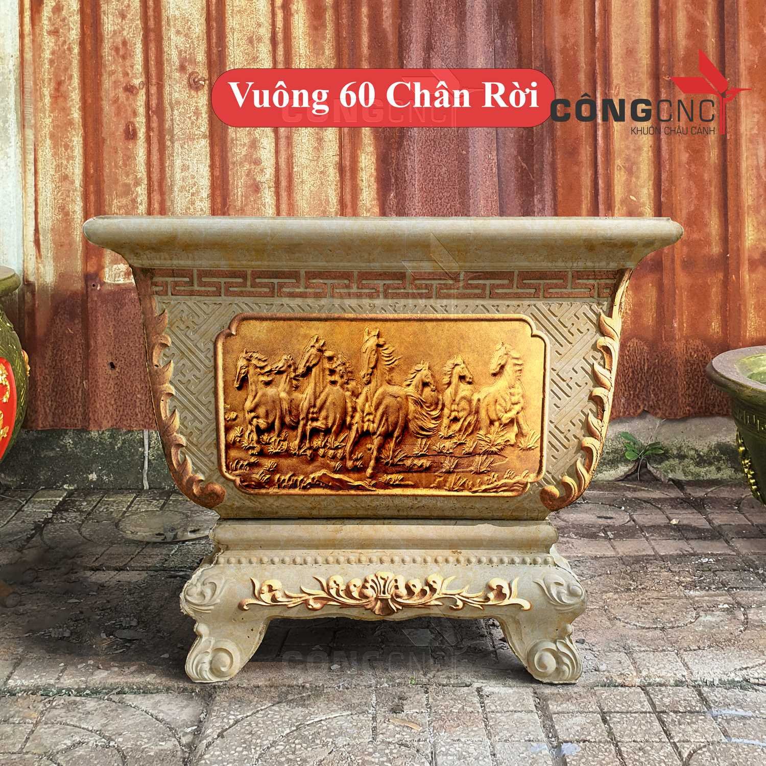 Khuôn Chậu Vuông 60 Kèm Chân Kỷ