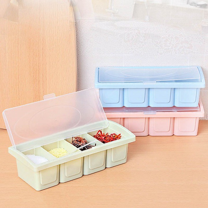 [HCM]Combo 2 Khay Đựng Gia Vị 4 Ngăn