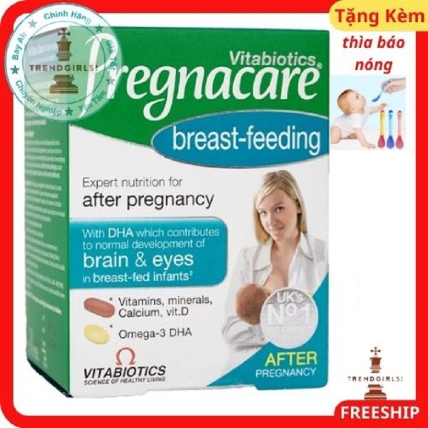 Vitamin tổng hợp cho mẹ sau sinh Pregnacare Breastfeeding của Anh giúp lợi sữa phù hợp cho phụ nữ sau sinh trong giai đoạn cho con bú