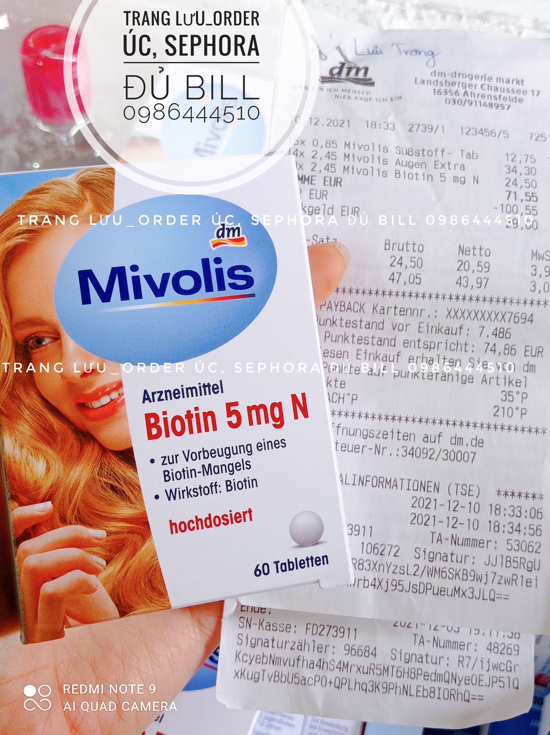 VIÊN BIOTIN MỌC TÓC MIVOLIS HỘP 60 VIÊN