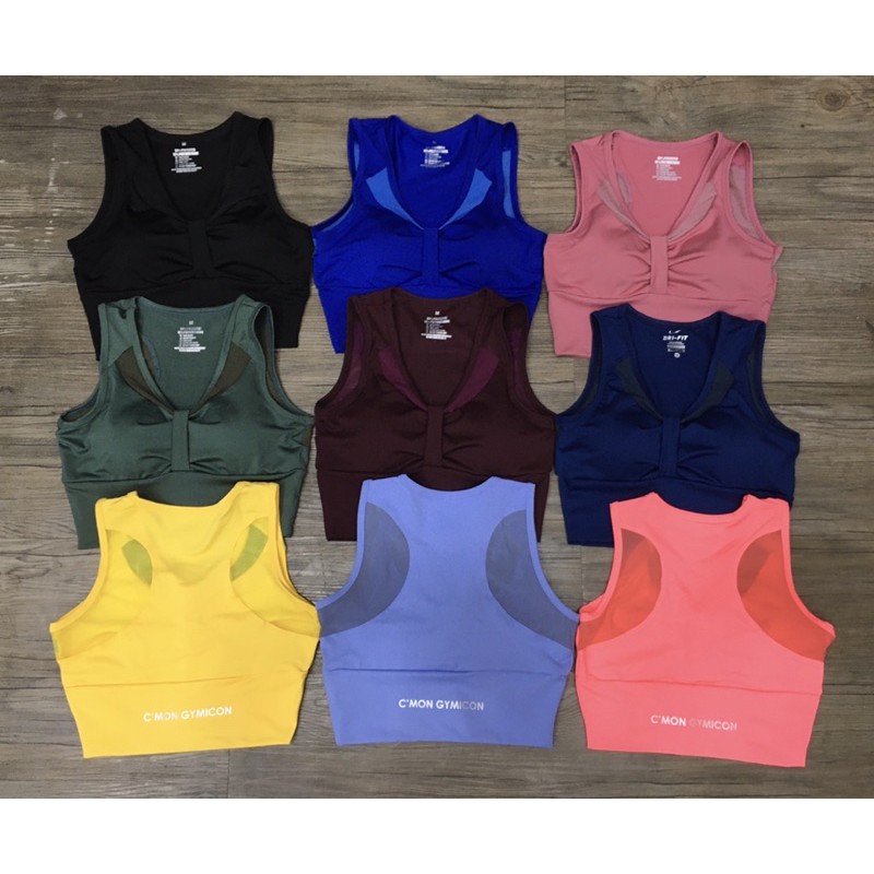 Áo thể thao tập gym yoga nữ - Áo croptop nơ phối lưới có sẵn mút