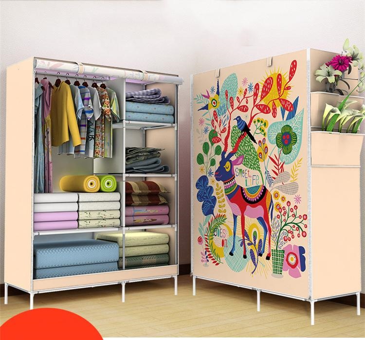 Tủ vải 3D khung Inox đựng quần áo 1 buồng 2 ngăn / 2 buồng 6 ngăn / 3 buồng 8 ngăn