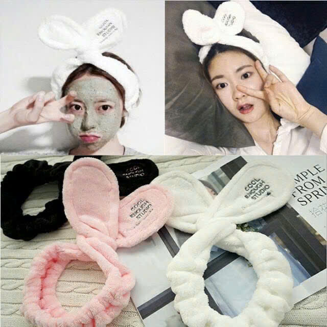 Băng đô tai thỏ giữ tóc mái tóc con khi rửa mặt dễ thương