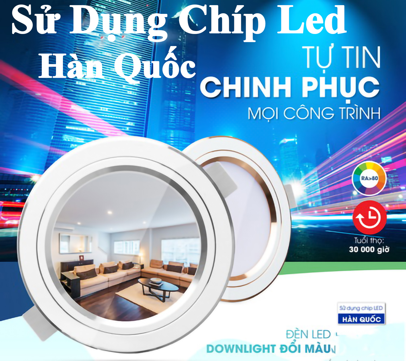 ( Bảo Hành 2 Năm )ĐÈN LED DOWNLIGHT ÂM TRẦN (7W - Phi 90 ) ( 9W - Phi 110) ( KHỐI ĐÚC )( Nguồn Liền ),Siêu Sáng Tiết Kiệm Điện,