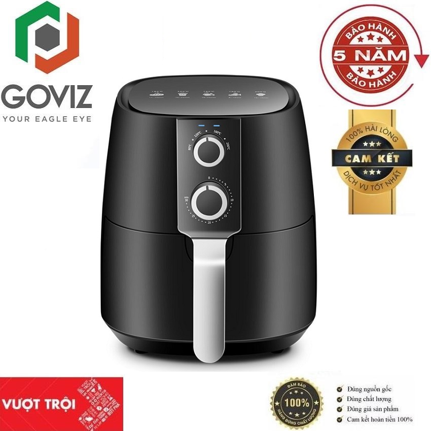( BẢO HÀNH 5 NĂM )Nồi Chiên Nướng Không Dầu Goviz CAMEL chất lượng cao Dung Tích Khổng Lồ 5 Lít Có Thể Nướng Cả 1 Con Gà Công suất 1350W với công nghệ Rapid air làm chín thực phẩm rất nhanh - Bảo vệ sức khỏe gia đình