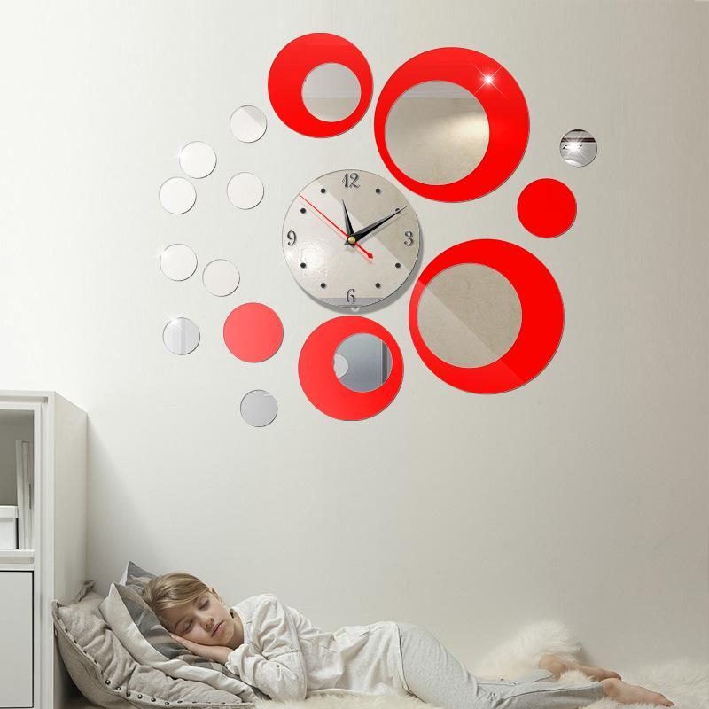 Đồng hồ 3D Phong cách Châu Âu mẫu mới DH02 hình tròn(DIY) (Bạc -Đỏ) bán chạy