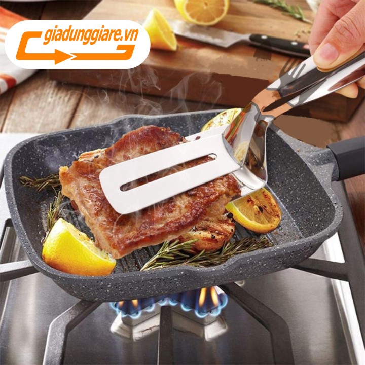 Dụng cụ kẹp và lật thịt, kẹp cá chiên, xẻng chiên trứng , kẹp thực phẩm nóng đa năng loại lớn inox 304