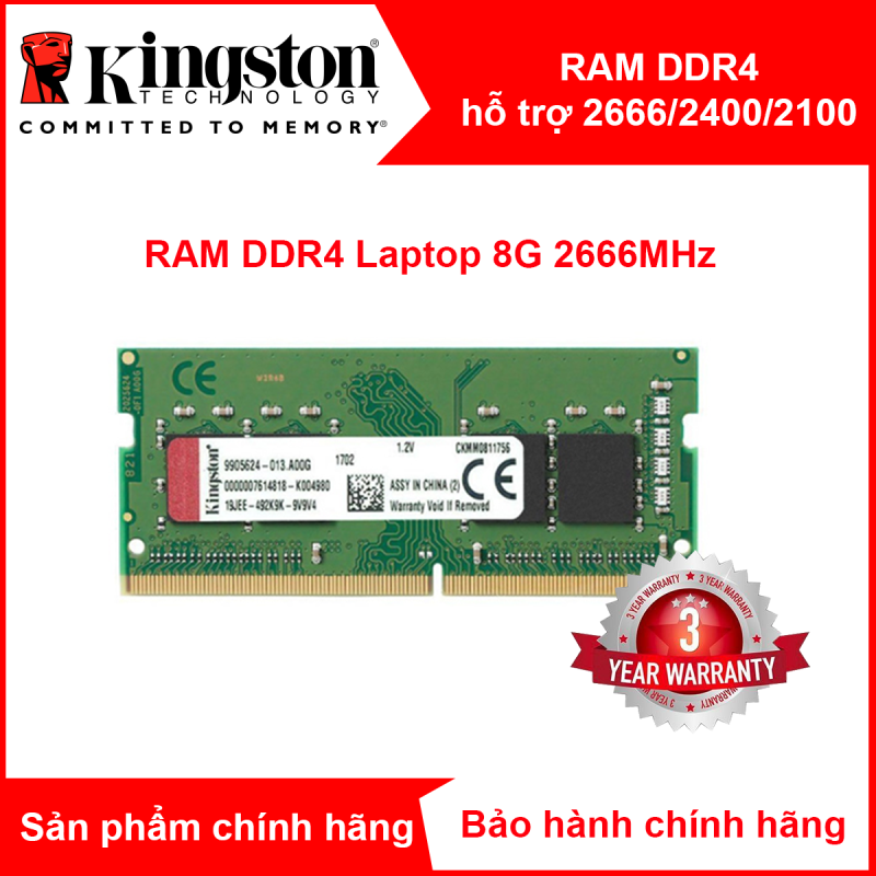 Bảng giá RAM laptop 8GB Kingston 8G/2666 chuẩn DDR4 hỗ trợ về bus 2400MHz / 2133MHz Phong Vũ