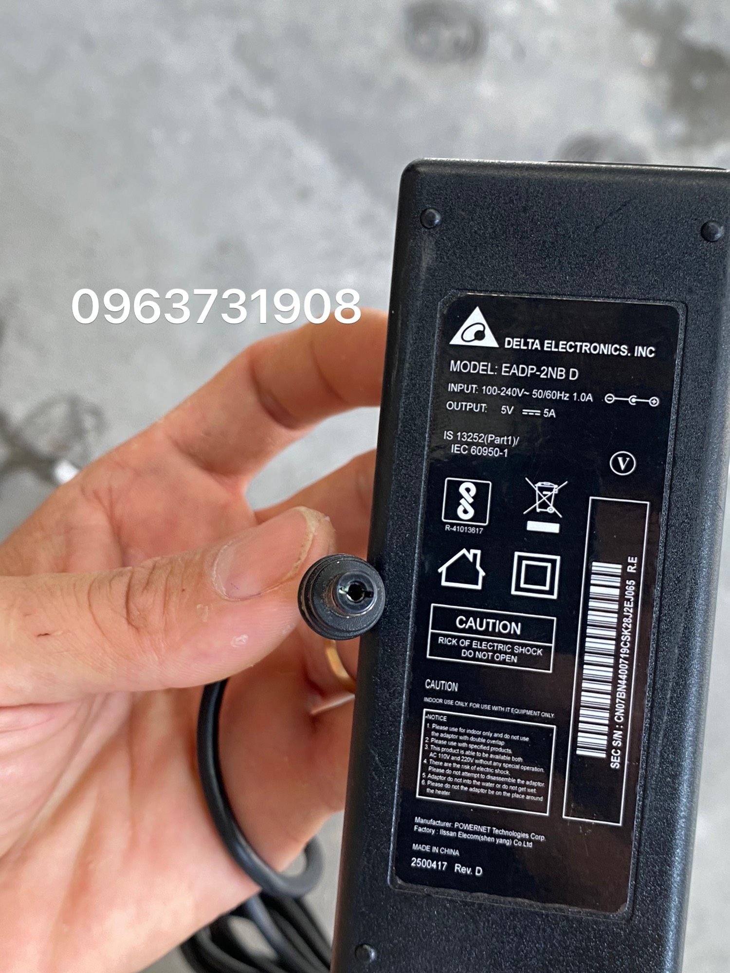 Adapter nguồn 5V 5A chính hãng Delta