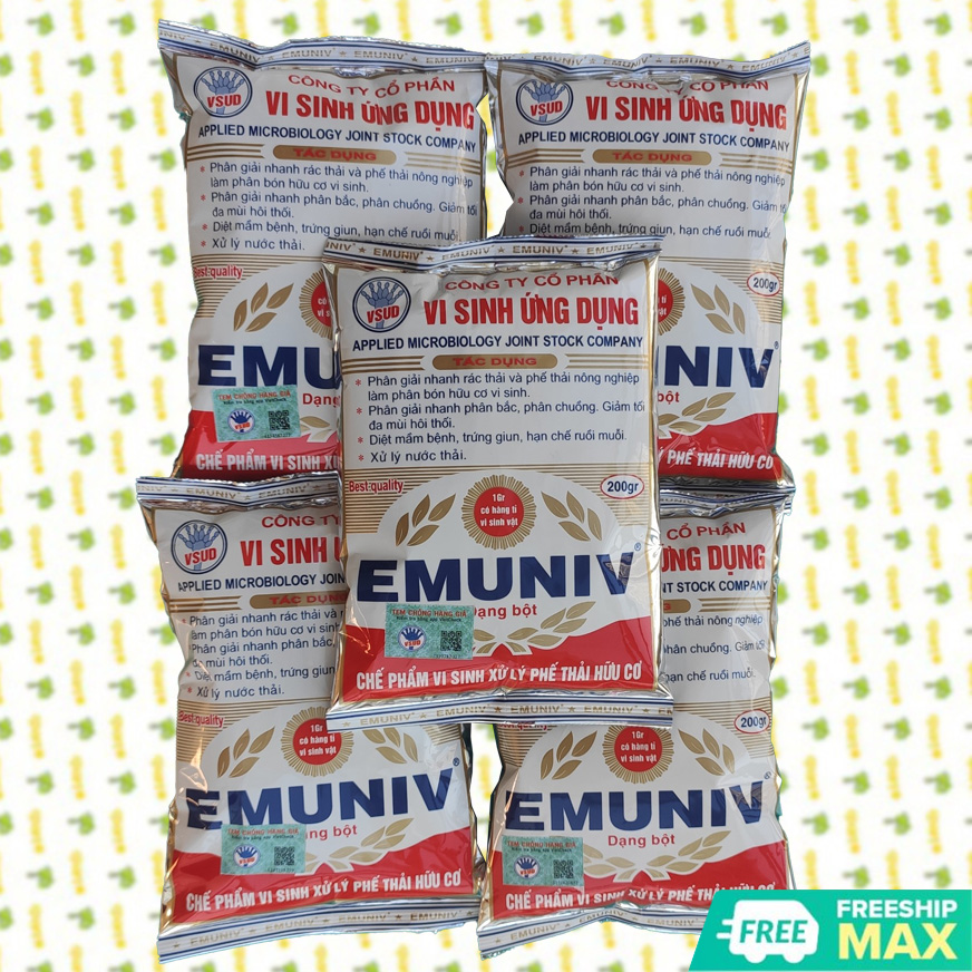 [Combo 5 Gói] Chế phẩm EMUNIV bột 200g ủ phân và rác thải hữu cơ