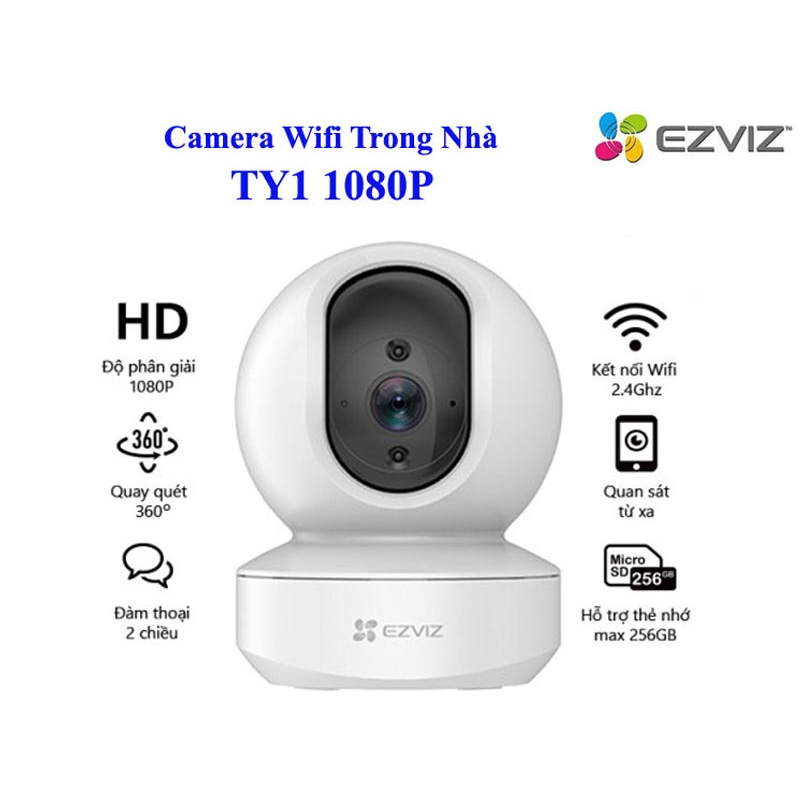 Camera Wifi Ezviz Trong Nhà Xoay 360 độ, đàm thoại 2 chiều C6W 4MP, C6CN, TY1, C1C-B - Hàng Chính Hãng