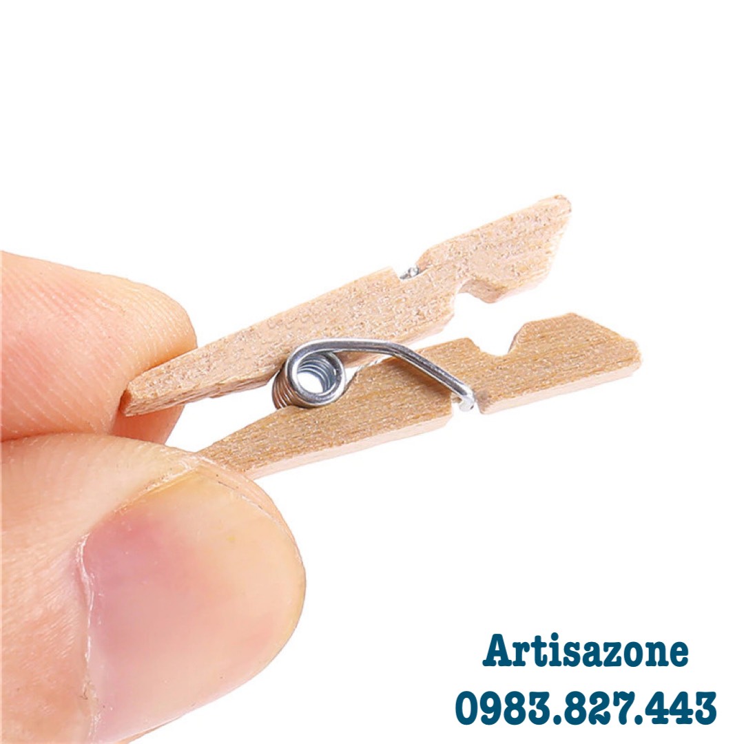 Kẹp gỗ siêu bé kèm 5 mét dây- Combo 50 chiếc