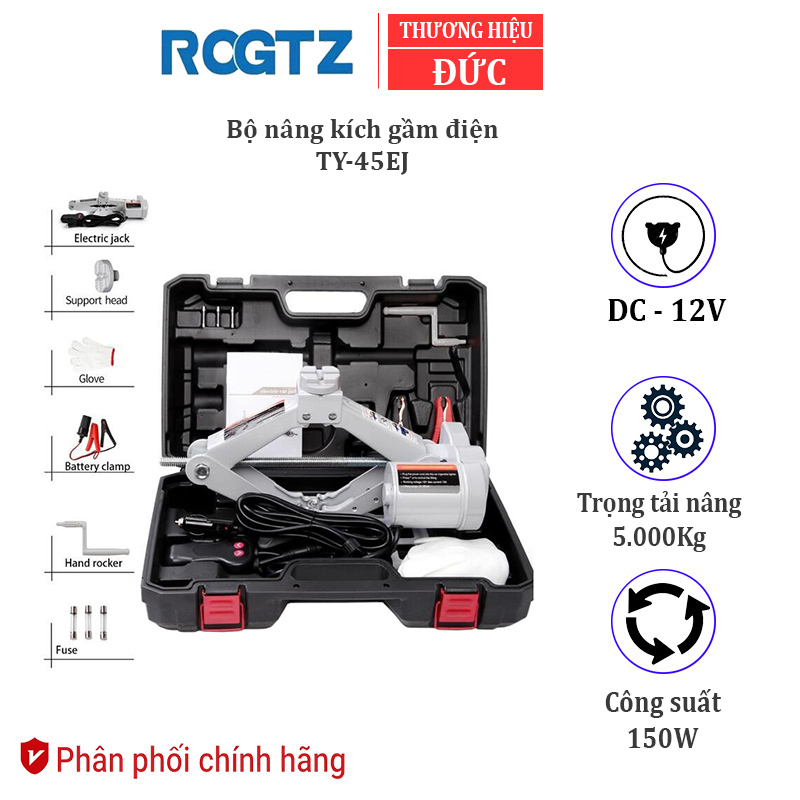 Bộ nâng kích gầm - Con đội điện dùng cho ô tô, xe hơi 12V nhãn hiệu ROGTZ TY-45EJ tải trọng 5 tấn công suất 150W - Bảo hành 2 năm