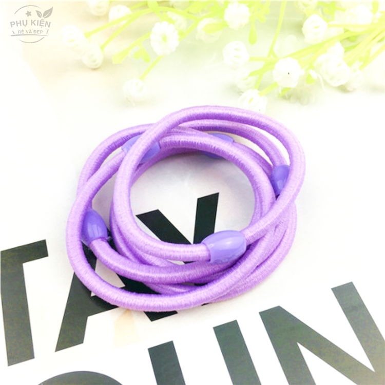 [HCM]Bộ 10 dây cột tóc đính hạt dễ thương (nhiều màu)