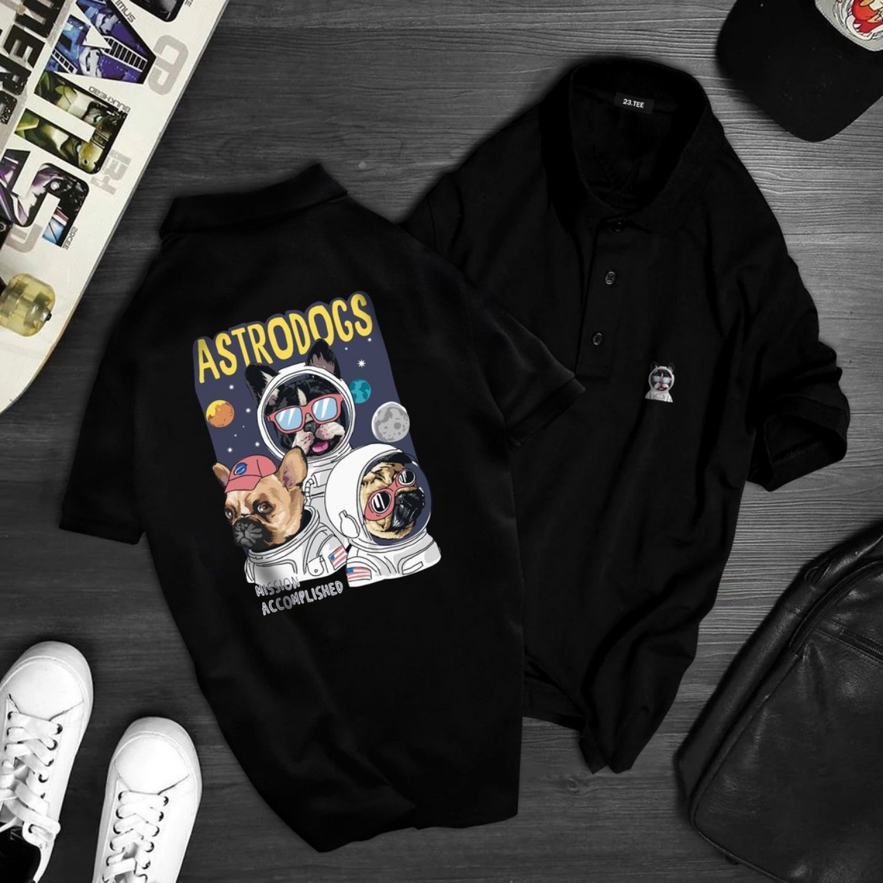 Áo thun cổ trụ cổ bâu The astrodogs (THUN DA CÁ)