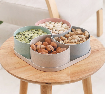 Khay đựng mứt Tết 4 ngăn bằng nhựa lúa mạch