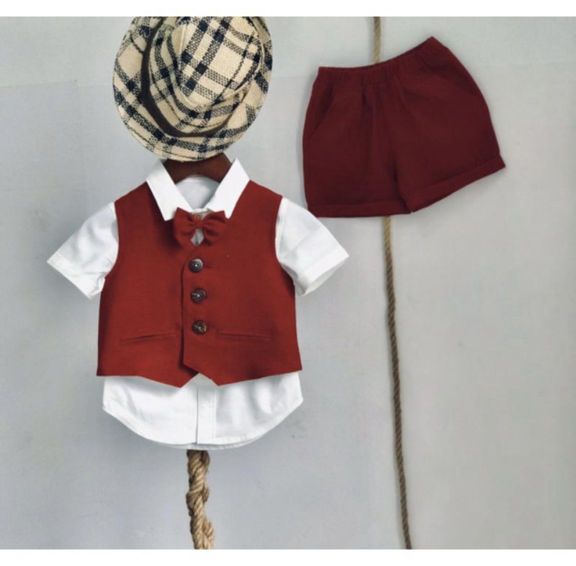 Bộ vest gile set công tử yếm cho bé trai