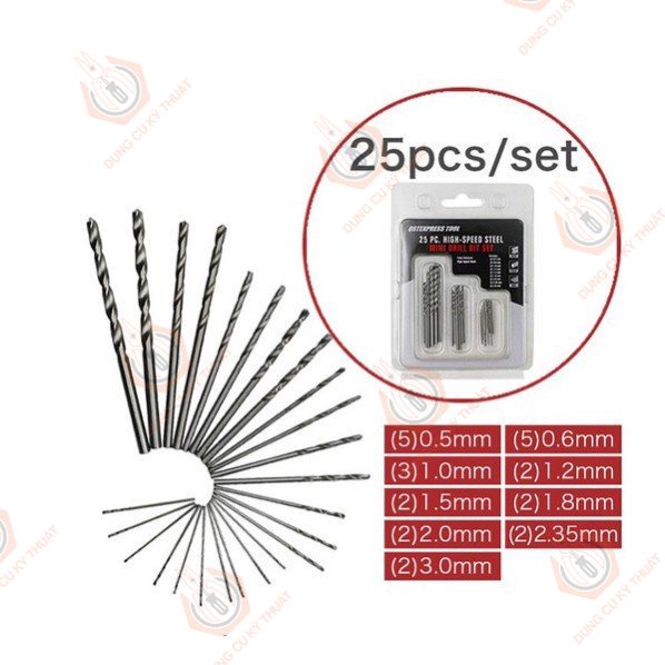 Bộ 25 mũi khoan sắt mini cho máy khoan mài cầm tay _