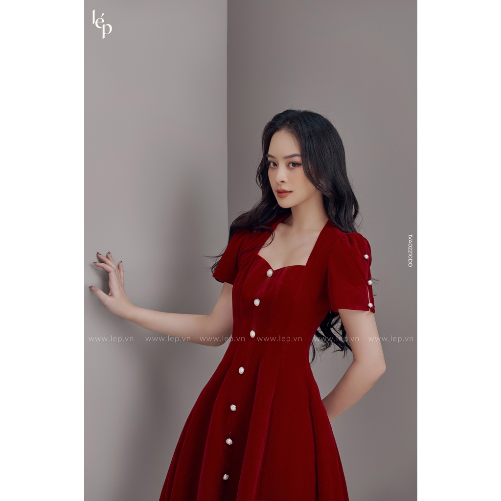 Váy nhung cổ nữ hoàng Lep' 1VA02210DO