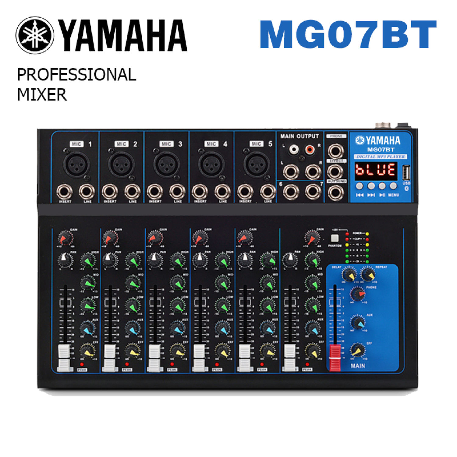 Bàn MIXER Yamaha Chính Hãng Giá Rẻ Nhất Chuyên Nghiệp - MIXER Yamaha MG07BT/F7 PRO, Độ Méo Tiếng Thấp, Xử Lý Âm Thanh Hoàn Hảo, Thiết Kế Nhỏ Gọn Phù Hợp Với Hội Trường, Sân Khấu, Công Nghệ D-PR (Discrete Class-A Mic Preamps)