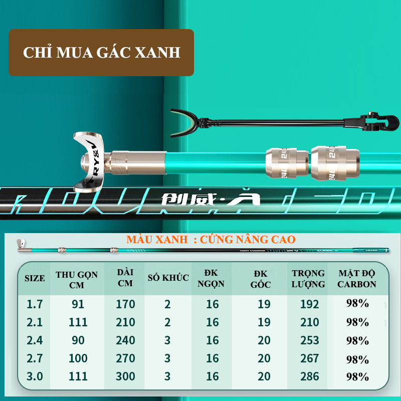 Gác cần câu đài cao cấp chuangwei tr&v carbon 30t- chuyên dùng săn hàng - siêu cứng chống rung lắc - aa85