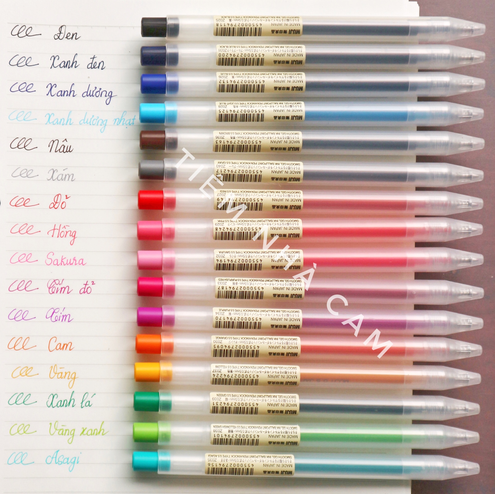 BÚT BI BẤM MUJI 100% 16 MÀU